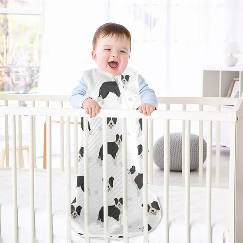 Vista 7 de vvfelixl Unisex Border Collie Black Baby Sleeping Bag,Baby Wearable Blanket,Babies Sleep Sack,Sleep Suit for Toddler Infant Newborn 0-6 Months