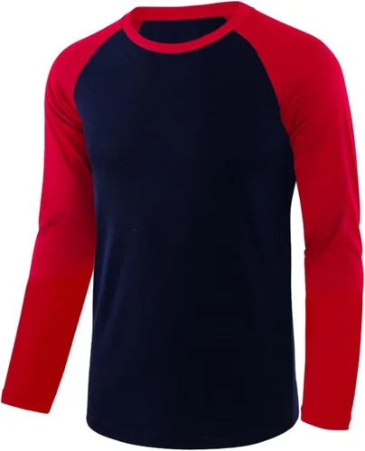 Vista 3 de Camisetas de béisbol deportivas básicas de algodón suave de manga larga raglán 3/4 para hombre