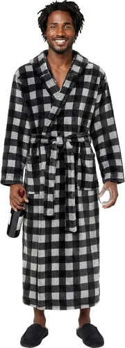 Vista 10 de Alexander Del Rossa Bata de baño de vellón afelpado suave, con capucha, para hombre, bata larga y cálida Verde militar