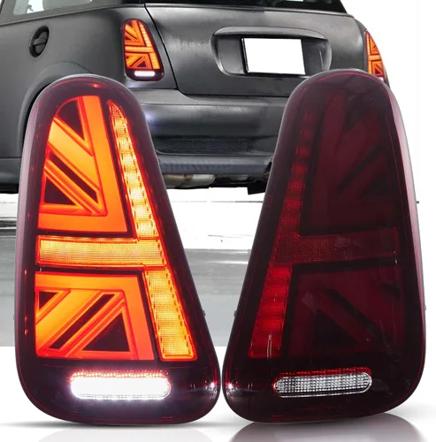 Vista 23 de Ensamble de luces traseras VLAND Compatible con BMW Mini R50 R52 R53 2001-2006, lámpara trasera Union Jack con DRL dinámico, luz trasera con señal