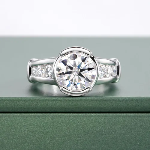 Vista 2 de Moissanite Engagement Ring, S925 Sterling Silver Wedding Bands for Women