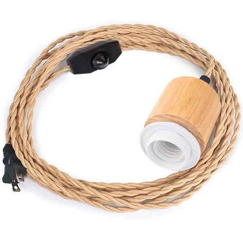 Vista 9 de Arturesthome Kit de cable de luz colgante de 9.8 pies con interruptor regulable, lámpara vintage, cable de nailon trenzado E26 E27, casquillo