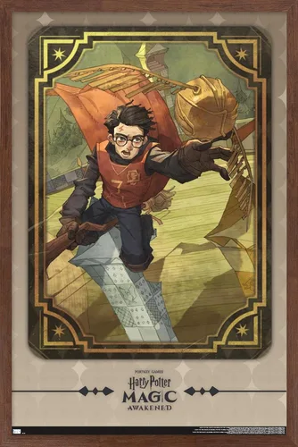 Vista 16 de Trends International Harry Potter: Magic Awakened - Póster de pared de Harry Quidditch, 22.4 pulgadas de largo x 14.7 pulgadas, versión enmarcada