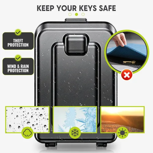 Vista 4 de BKNOOU Caja de bloqueo de llave resistente e impermeable para exteriores, caja de bloqueo de pared de gran capacidad para llaves con código, caja