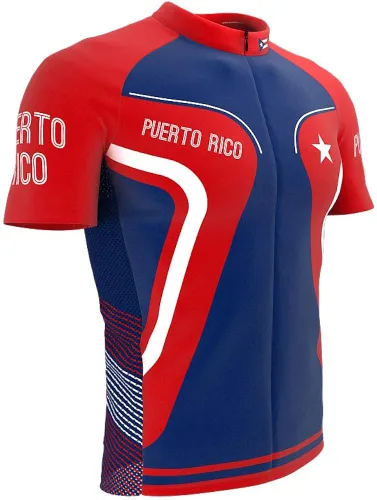 Vista 3 de Jersey de ciclismo de manga corta para hombre de Puerto Rico