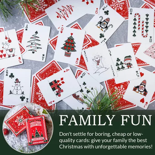 Vista 5 de Naipes de Navidad, bonitos diseños para diversión familiar con libro electrónico de juegos de cartas gratis. Gran regalo de relleno de calcetines