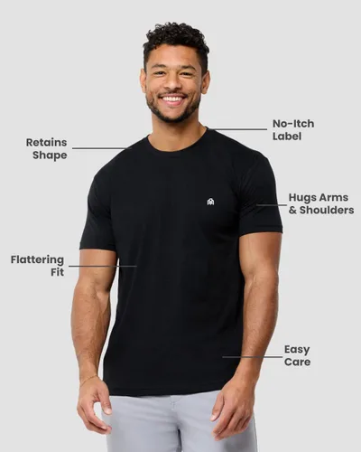 Vista 4 de Camisetas casuales de algodón suave con cuello redondo y ajuste atlético