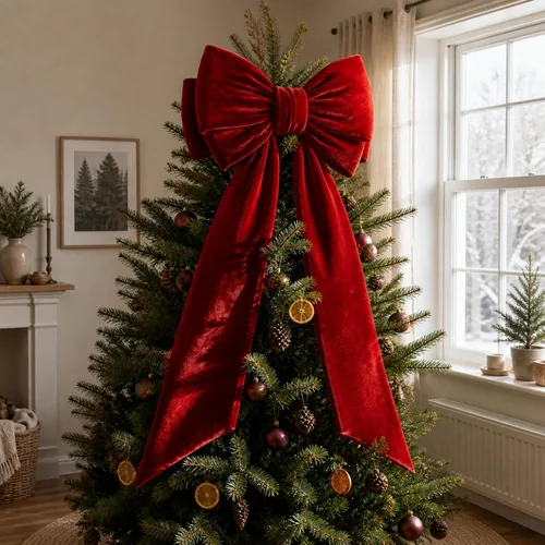 Vista 9 de Arco gigante de terciopelo para decoración de árbol de Navidad, 39 x Negro