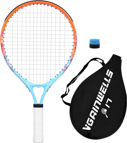 Vista 14 de Raqueta de tenis para niños de 17"-23" para edades de 2-9 años, ligera y duradera, incluye 1 raqueta de tenis para niños pequeños y 1 cintas
