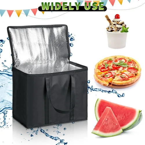 Vista 6 de Kenning 8 piezas de bolsas de compra grandes aisladas reutilizables con cremallera resistente y asas, bolsas de transporte enfriadoras plegables