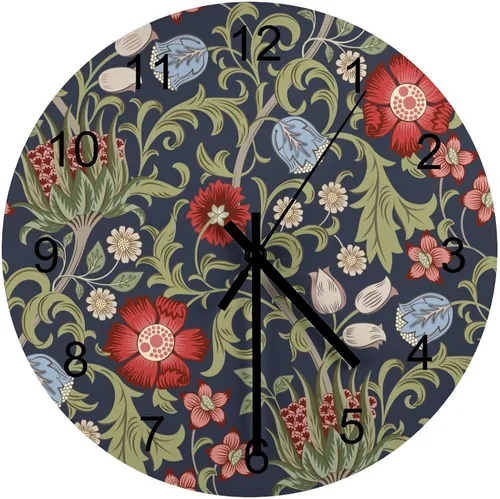 Vista 31 de Reloj de Pared de Flores Silencioso Sin Tictac Operado por Batería, Caricatura de los 70s Linda Flor Abstracta Pastel Margarita Reloj Floral