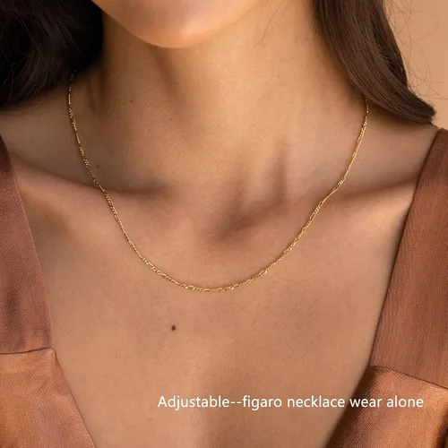 Vista 9 de NECOCY Collar de espiga para mujer, chapado en oro de 14 quilates, collares de oro en capas, delicado collar de espiga de oro grueso, delgado
