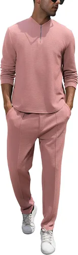 Vista 109 de FZNHQL Conjunto deportivo de moda para hombre, 2 piezas, casual, atlético, para correr, manga corta/larga, conjunto para hombre