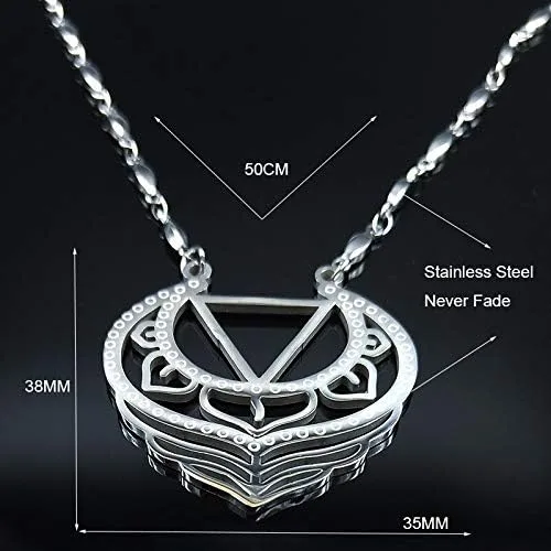 Vista 5 de 2024 New Stainless Steel Flower Necklace Women Feather Silver Color Necklaces Pendants Jewerly Bisuteria