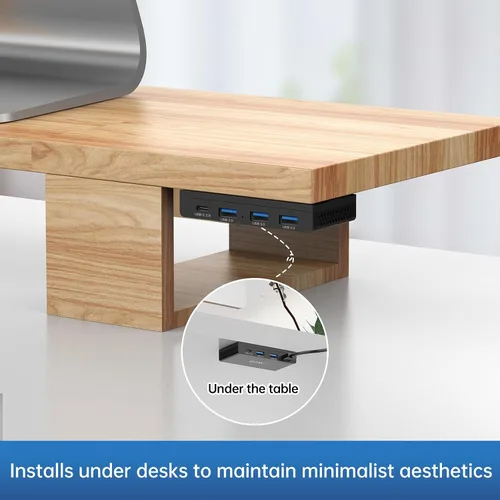 Vista 5 de EJAY Hub USB C magnético de 4 puertos, divisor de datos montable de 5 Gbps con cable de 59 pulgadas, concentrador USB debajo del escritorio