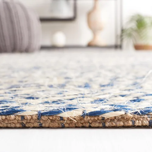Vista 5 de SAFAVIEH Natural Fiber Collection - Alfombra de pasillo de 2 x 6 pies, azul y marfil, yute hecho a mano, ideal para zonas de alto tráfico en sala