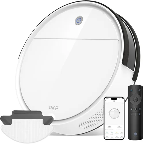 Vista 8 de OKP Robot Aspirador y Fregona Combo K5 Ultra Pequeño Limpiador Robótico con Navegación ToF LiDAR, 6000 Pa de Succión, Control WiFi/App/Alexa, 170
