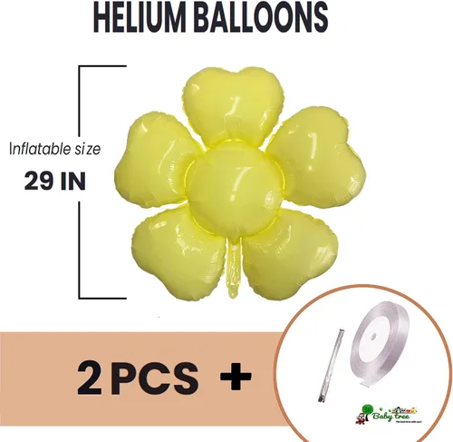 Vista 2 de Globos de flores amarillas, enormes globos florales amarillos brillantes, decoraciones de fiesta de cumpleaños con temática de primavera