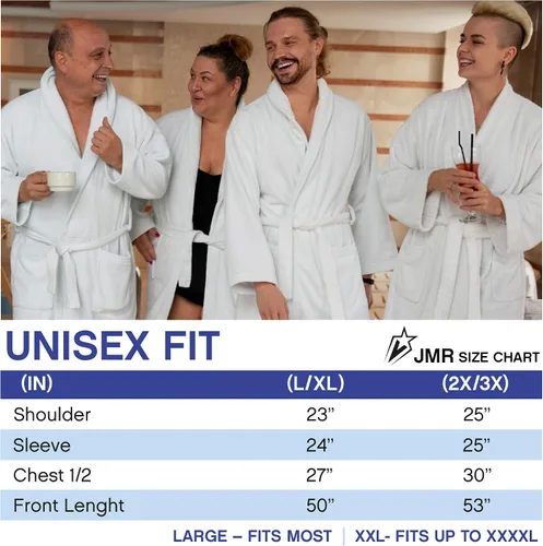 Vista 4 de Jmr Terry Cloth Robes for Women & Men - Lightweight Cotton Bathrobe - Spa-Quality White Cotton Robe for After Shower