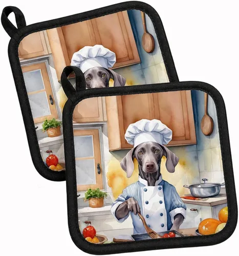Vista 32 de Caroline's Treasures Coton de Tulear El Chef Par de Agarraderas de Ollas de Cocina Resistentes al Calor Juegos de Agarraderas de Ollas Almohadillas