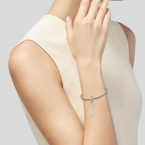 Vista 5 de Abalorio de letra inicial A-Z con forma de corazón dorado para pulseras y collares, Plata esterlina Plata, vidrio