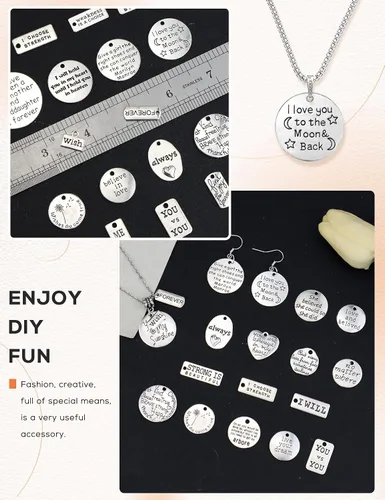 Vista 4 de JIALEEY Dijes motivacionales, al por mayor, lotes a granel, colgantes de mensaje inspirador para manualidades, accesorios para hacer joyas