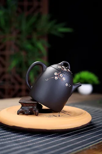 Vista 7 de Tetera de 8.1 fl oz / 8 oz arcilla china genuina negro Qinquan Pot Infusers Loose Tea Blooming