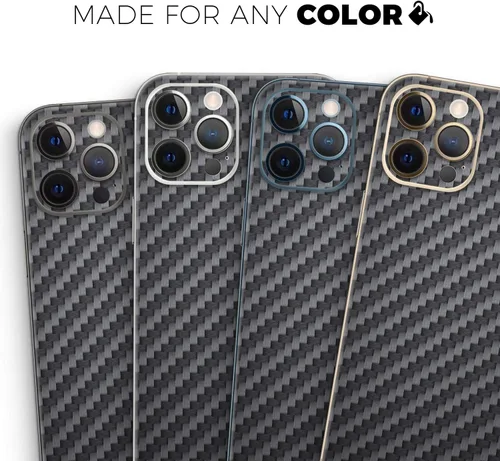 Vista 8 de DesignSkinz Kit de calcomanías de cuerpo completo compatible con iPhone 15 Plus, fibra de carbono negra texturizada