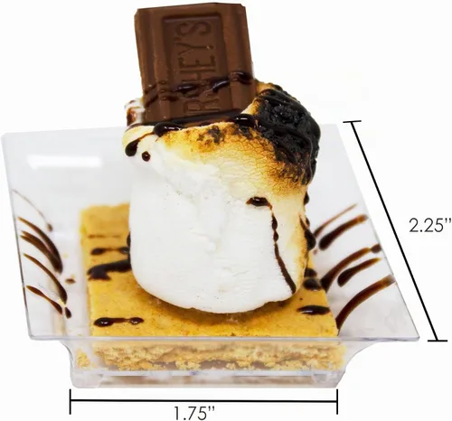 Vista 3 de Bandeja de plástico negra cuadrada pequeña de 48 ct Mini Platos