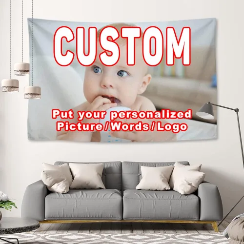 Vista 8 de KafePross Tapiz personalizado para colgar en la pared, 30 x 30 pulgadas, personaliza tu imagen, texto, dormitorio, pancarta para dormitorio