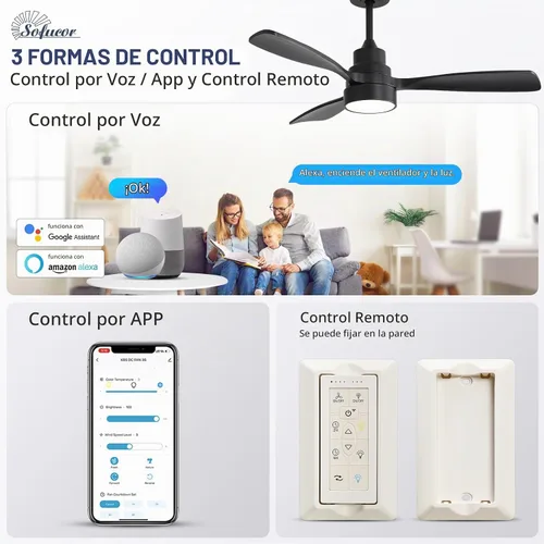 Vista 2 de Sofucor Ventiladores de techo inteligentes de 48 pulgadas con luces
