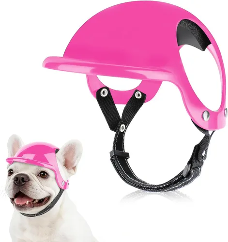 Vista 9 de LESYPET Casco para perros extra pequeños, casco de motocicleta ajustable para perros con diseño de agujero para las orejas, ideal para montar al