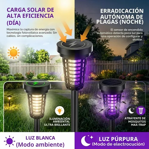 Vista 3 de Exterminador solar de insectos para exteriores, paquete de 4 exterminadores