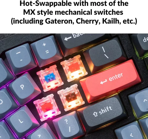 Vista 3 de Keychron Q8 Alice 65% Layout Gasket Hot Swappable Custom Mechanical Keyboard, QMK Programmable, Knob RGB Backlit Type-C Wired Aluminum Ergonomic