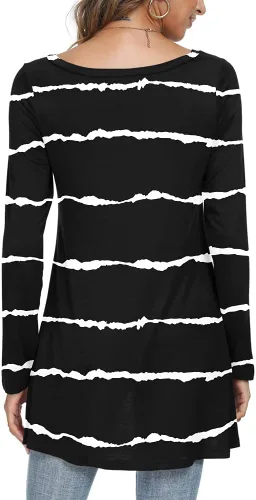 Vista 3 de POPYOUNG Blusa casual de manga larga para mujer, para usar con leggings, cuello en V, estilo casual
