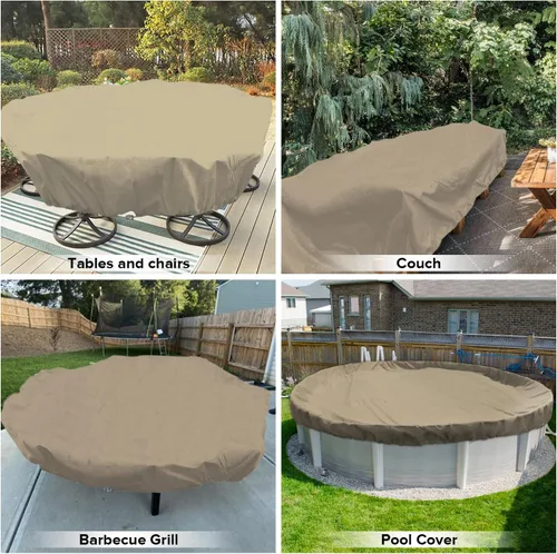 Vista 61 de Fundas para muebles de patio, impermeables, resistentes a los rayos UV, resistentes a los rayos UV, para exteriores, mesa redonda y rectangular