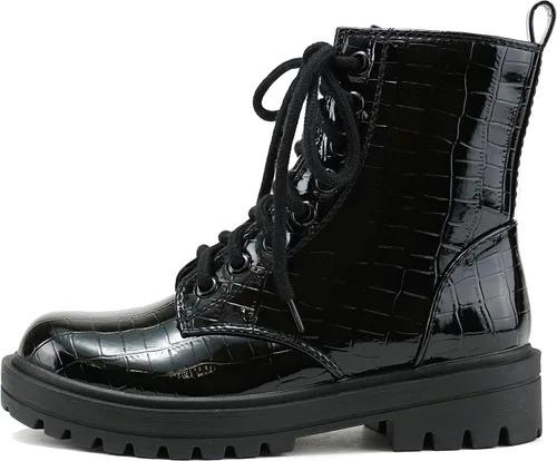 Vista 16 de SODA FIRM - Botines de combate con suela de lengüeta, cordones y cremallera lateral
