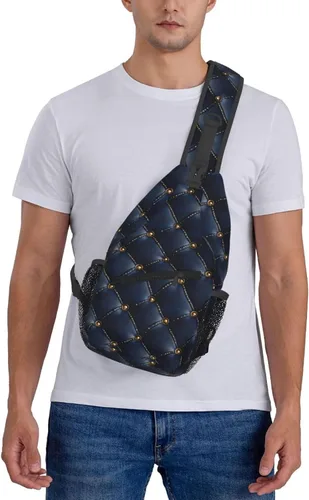 Vista 7 de Small Crossbody Bags for Women Men - Vintage Navy Leather Plaid Print Adjustable Shoulder Bag Fanny Packs Belt Sling Bag Crossbody Purses Backpack