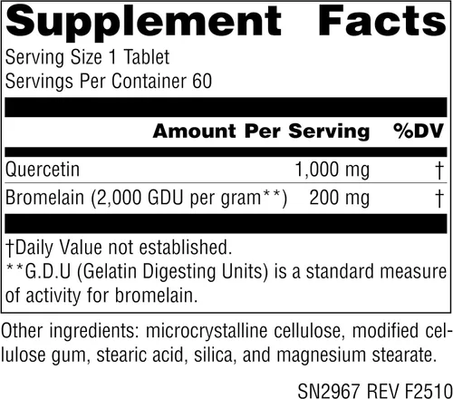 Vista 2 de Source Naturlas Quercetina 1000 con bromelina, apoyo respiratorio e inmunológico*, tabletas de 1000 mg, 60 unidades 1000 mg per Serving