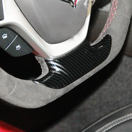 Vista 4 de Cubierta de volante con aspecto de fibra de carbono, accesorios para Chevrolet Corvette C7 2014 2015 2016 2017 2018 (pequeño)