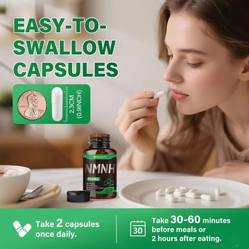 Vista 7 de Suplemento NMNH puro 120 cápsulas – 800 mg de suplementos de NMNH de alta pureza, suplemento de NAD para Boost NAD+ para energía celular