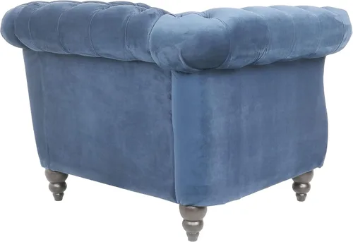 Vista 8 de RARZOE Chesterfield - Silla contemporánea de terciopelo Chesterfield, silla de club de terciopelo, silla Chesterfield con brazos enrollados de Azul