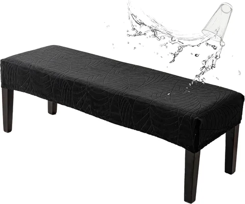 Vista 9 de Genina Fundas impermeables para banco de comedor, protector de asiento de banco de jacquard elástico, funda de banco rectangular para dormitorios