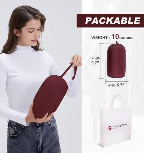 Vista 6 de SLOWTOWN Chaleco acolchado ligero y plegable para mujer con capucha desmontable