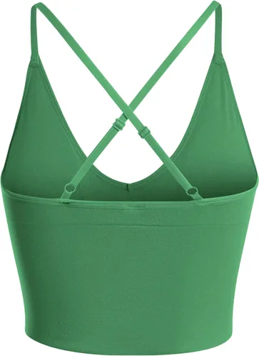 Vista 3 de Design by Olivia Sujetador deportivo para mujer, casual, sin costuras, acolchado, para entrenamiento, camiseta sin mangas, recortada, para yoga