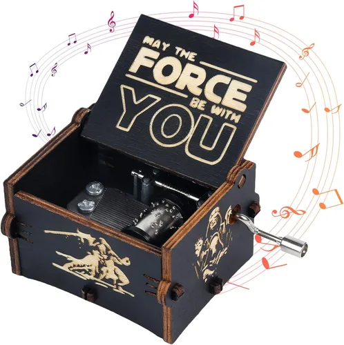 Vista 8 de Caja de música de feliz cumpleaños, con manivela grabada, cajas musicales de madera vintage, regalo para novio, novia, mamá, papá, niños, abuela