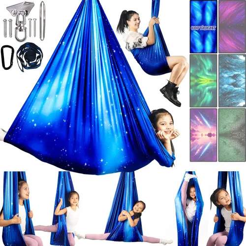 Vista 8 de Columpio sensorial para niños y adultos con capacidad para hasta 300 libras en interiores y exteriores, columpio de terapia de abrazo de doble capa