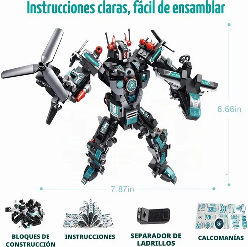 Vista 4 de MOONTOY Juego de 577 juguetes de construcción de robot STEM 25 en 1, bloques de construcción, ladrillos, vehículos de construcción, regalos