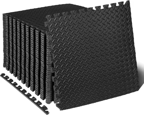 Vista 17 de ProsourceFit - Tapete de ejercicio tipo rompecabezas de ½ pulgada, losetas de espuma EVA entrelazadas para gimnasio en casa, para niños, crema, 24 x