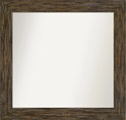Vista 9 de Amanti Art Espejo personalizado, espejo de baño marrón Fencepost, espejo de pared o espejo de tocador de baño sobre el fregadero (27 x 27 pulgadas)